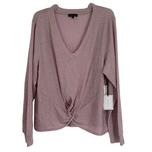 1. State NWT Women's V-Neck Metallic Twist Front sweater Top Pink Size 3X